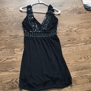 Black beaded cocktail dress